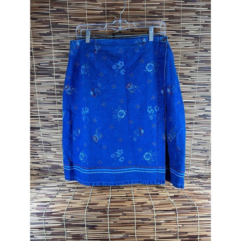 Requirements NWT Wrap Skirt Size Large Linen Blend Denim Look